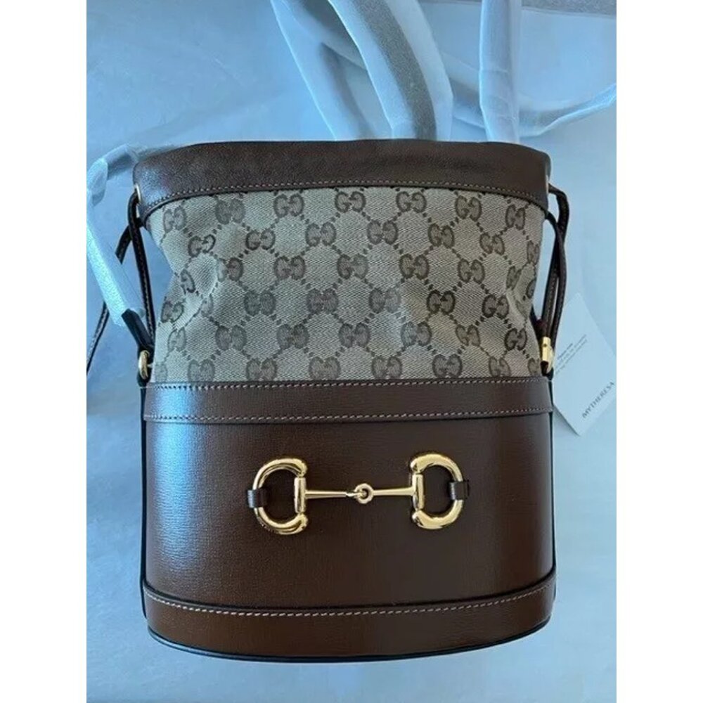 Gucci Brown Bucket GG Chocolate Horse Bit 1955 Calfskin Leather Handbag Bag NEW - Picture 11 of 11